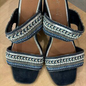 Y-Not? Ladies Slides Navy Blue with lots of Sparkle
